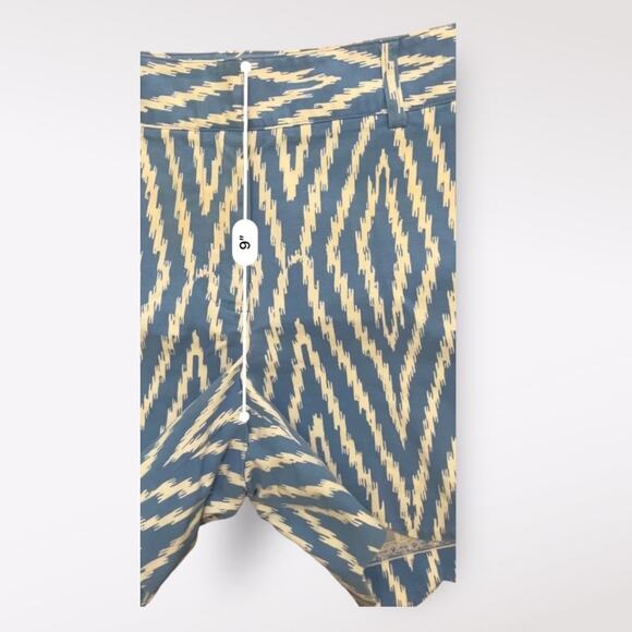 J. McLaughlin Diamond Patterned Scalloped Shorts Womens Size‎ 4 Blue White - Picture 7 of 11